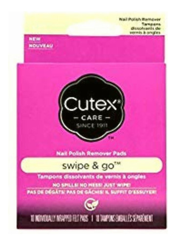 Cutex Care Swipe And Go Nail Polish Remover Pads, 10 Count