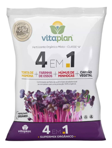 Fertilizante Orgânico Misto Classe A 4 Em 1 - 700gr Vitaplan