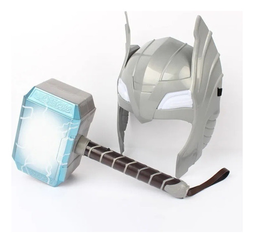 5 Led Glowing Sounds Thor Hammer Casco Máscara Niños Cosplay