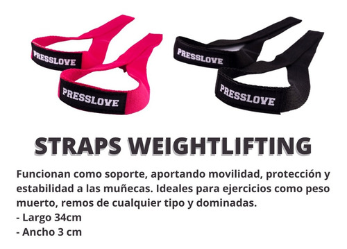 Imagen 4 de 8 de Cinturon Cinto Lumbar Gym + Straps Cintas Agarre Presslove
