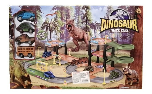 Pista De Auto De Dinosaurio Juguete Con 4 Autos Niños