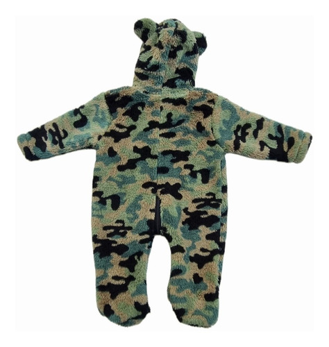 Imagen 3 de 4 de Enterito Bebe Coral Fleece Est.camouflado Cierre Y Capucha