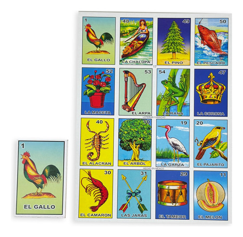 Juego Lotería Mexicana Camacho, 10 Tablas Mediana Y Baraja