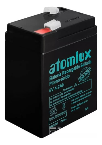 Bateria Gel Recargable Atomlux 4406 6v 4,2a/h Luz Emergencia