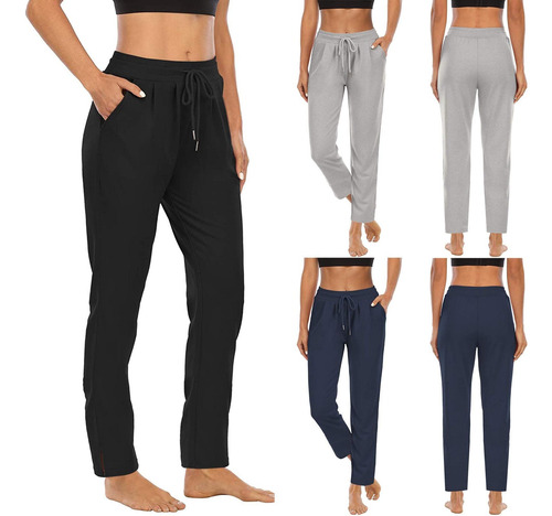 Pantalon Deportivo Para Mujer Bolsillo Pierna Recta Cordon