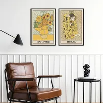 Comprar Kit 2 Quadros Cartas Tarot Klimt E Van Gogh 45x34cm