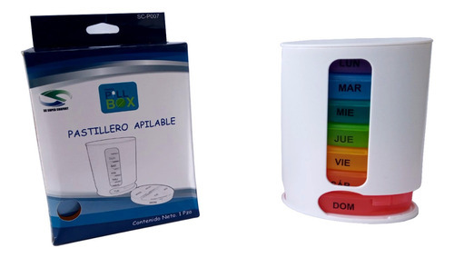 Pastillero Semanal Apilable + Cortador De Pastillas Color Blanco