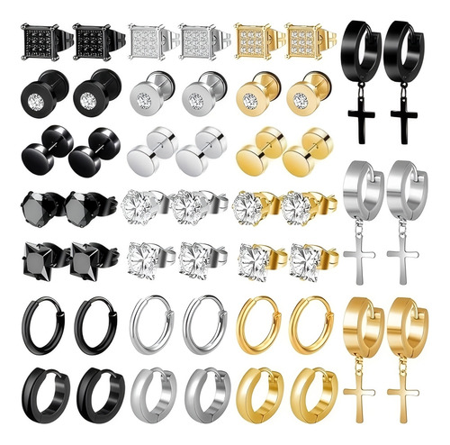 48pzs Aretes Hombre Con Piercing Pendientes Acero Inoxidable
