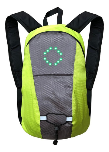 Mochila Luz Led/recargable Para Ciclismo Con Control Color Verde Limón