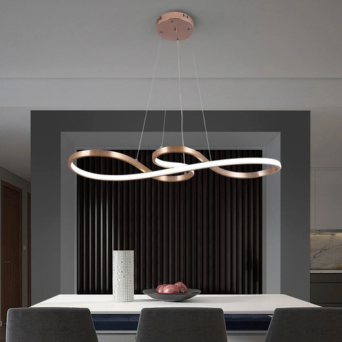 Lustre Pendente Led Futurístico 40w Moderno Dourado Luz 3em1 110v/220v