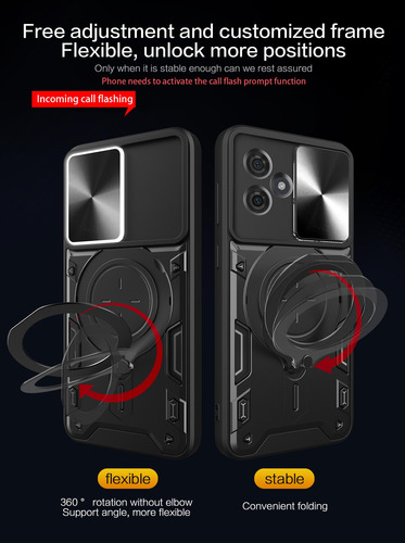 Funda Para Moto G54 Jiashang Uso Rudo Anillo Metalico Negro Jiashang