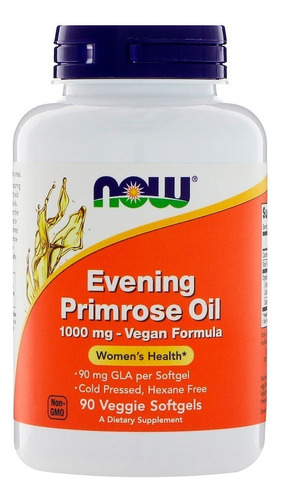 Óleo De Prímula Now Foods 1000 mg 90 Softgels Veganos