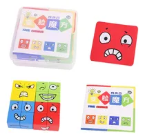 Comprar Rompecabezas De Bloques A Juego De Expresiones De Madera - Juguetes Montessori Que Cambian La Cara Para Niños Pequeños | Cubos De Construcción Educativos Para Niños En Edad Preescolar De 3 Años Naysku