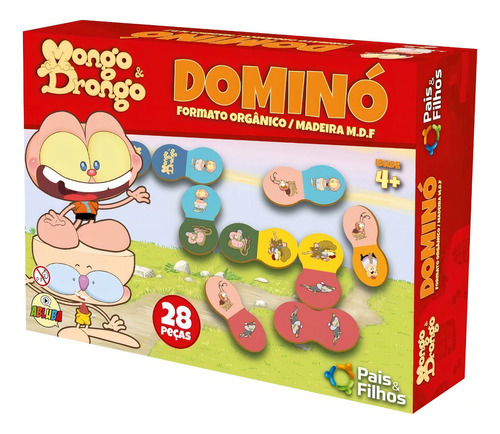 Dominó para niños Mongo And Drongo, 28 piezas, en madera MDF