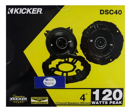 Alto-falante Kicker 43dsc404 120 watts 2 vias e 4 polegadas para carro, cor preta
