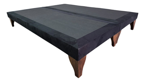 Cama 2 Plazas Europea Base Dividida ; Incluye Base + Colchon Negro Felpa Base Europea
