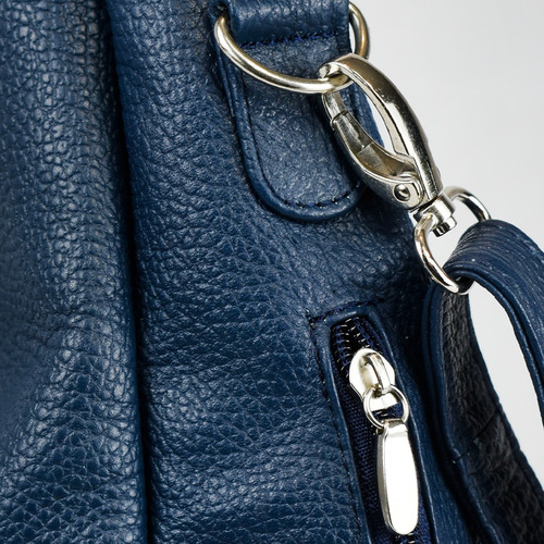 Bolsa De Cuero Color Azul Amplia Y Un Estilo Retro Azul Acero Lisa Níquel Azul Acero