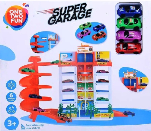 Pista Super Garaje 6 Niveles 4 Carritos Tipo Hotwheels