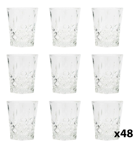 12 Vasos De Vidrio Diamante Para Whiskey Y Licor 10 Oz Color Transparente