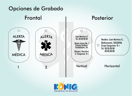 Imagen 5 de 5 de Placa Alerta Medica Estilo Militar Personalizada Con Láser, Cadena Gratis