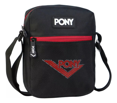 Morral Pony Bandolera Negro/rojo Sport Town