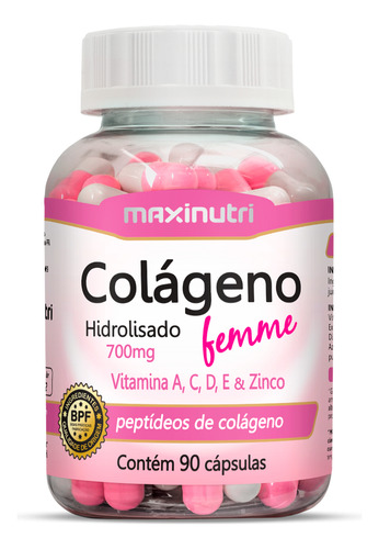 Kit 5 Colágeno Hidrolisado Femme Maxinutri 90 Cápsulas