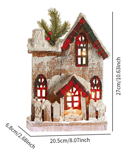 Casa De Nieve Navideña Cabaña De Troncos Luminosa Estilo A