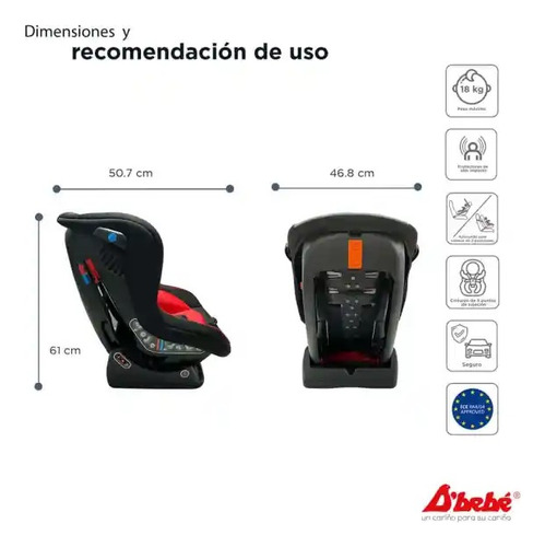 Autoasiento D Bebe Lux Confort Reclinable Color Rojo Rojo