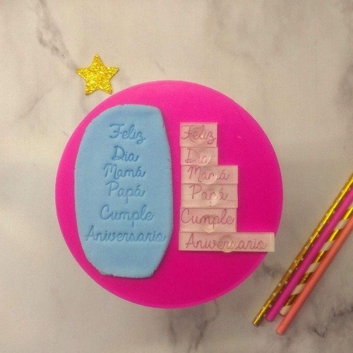 Stamp Acrilico Frases Cursivas Sello Fondant Porcelana Pasta