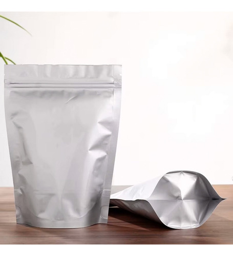 Saco Stand Up 50 Un 10x15 Fechado Zip Lock Prata Aluminio