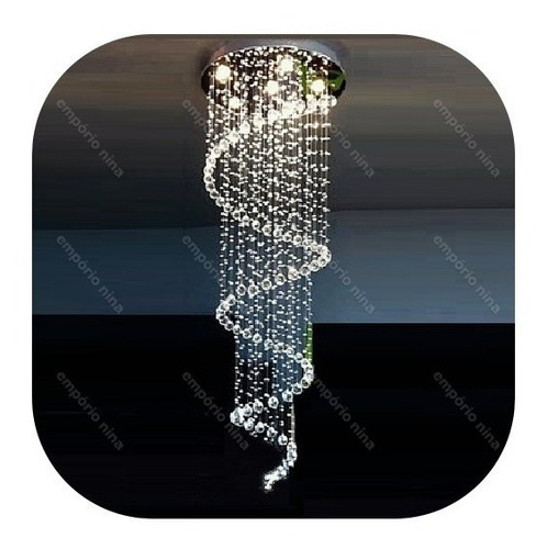 Lustre De Cristal Egípcio Asfour E365c - Até 1,30 Metros Estrutura Prateado 127/220V