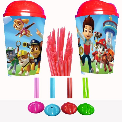 Vaso Pitillo Paw Patrol X 12 Sorpresa Piñata Regalo Fiesta