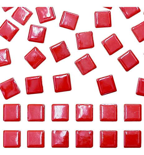 50 Piezas De Azulejos De Mosaico Rojo Manualidades 1  A...