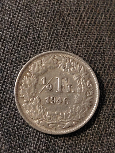 Moneda De Suiza 1/2 Franco 1946 Plata 0,835 Km#23