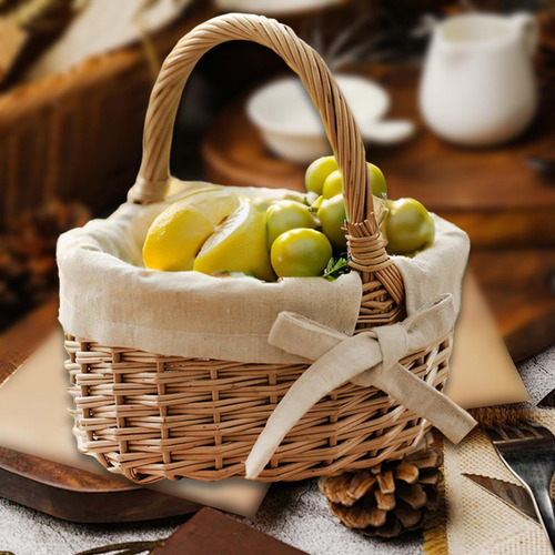 Mini Cesta Tejida Con Asa, Cesta De Mimbre Para Picnic,