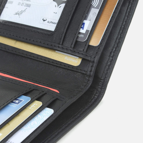 Alphahide Cartera Plegable Compacta De Cuero Genuino Para Mu
