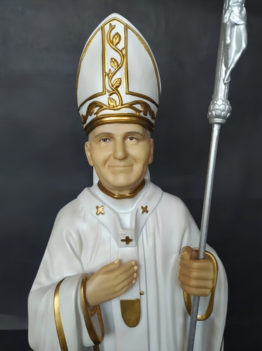 Imagem De Papa Joao Paulo Ii 67 Cm Em Resina Cor Pintura A Mão