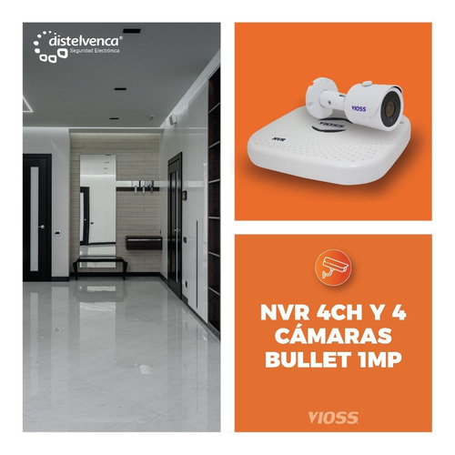 Imagen 2 de 2 de Kit Cctv 4 Camaras Ip Bullet 1mp + Nvr 4ch + Cable