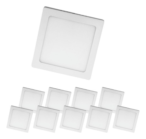 Panel Plafón Aplicar Led 18w Cuadrado Blanco Frío Pack X10