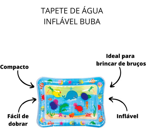 Tapete De Água Inflável Macio Oceano 3m+ Ate 30kg Buba