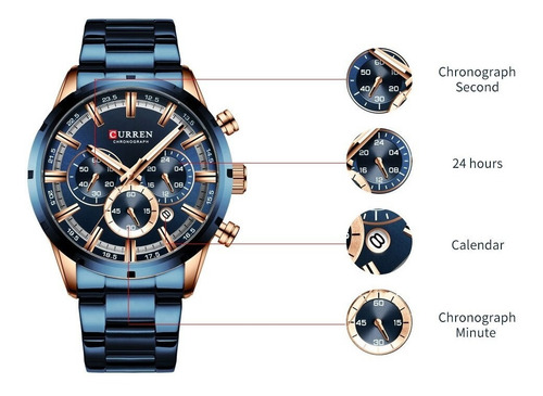 Imagen 3 de 10 de Reloj Hombre, Reloj Curren 8355, Cronografo + Caja De Lujo
