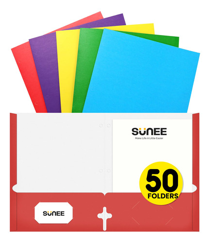 Sunee Carpetas Con 3 Agujeros Perforados (paquete De 50 Unid