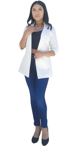 Saco Blazer Mujer Manga 3/4 Formal Casual Cuello Solapa