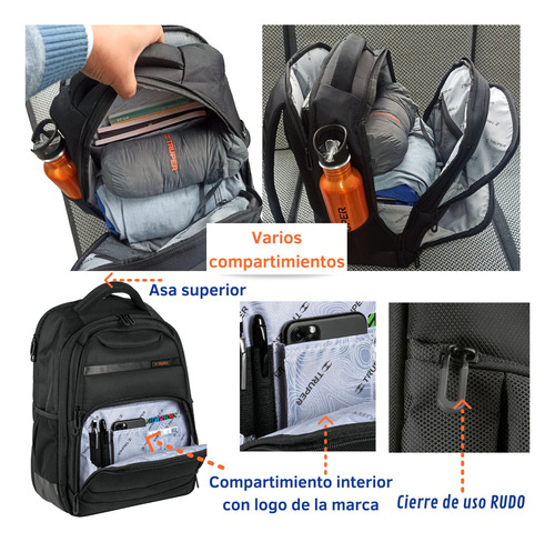 Kit Mochila Porta Laptop Candado Combinación Con Clave