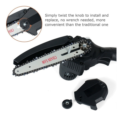 Imagen 3 de 6 de Mini Moto Sierra Inalambrica Cadena Bateria Recargable