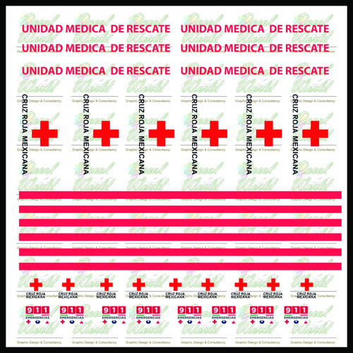 Decal(tampos)  Cruz Roja Unidad De Rescate  1/64