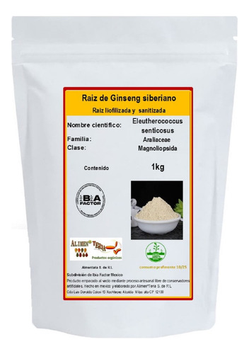 Ginseng Siberiano 500gr En Polvo 