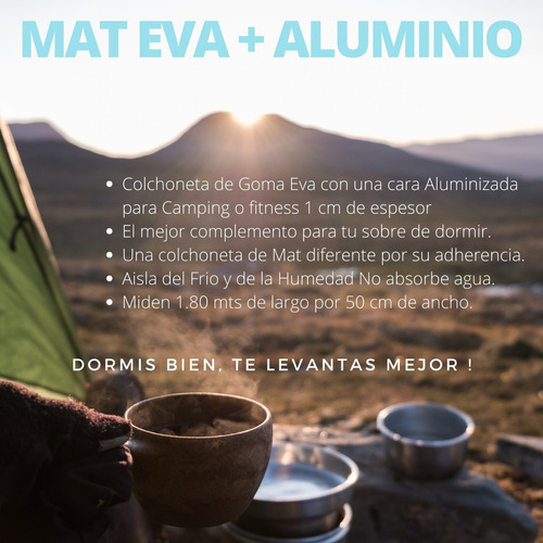 Imagen 10 de 10 de Colchoneta Aluminizada Aislante Goma Eva Gruesa Para Camping