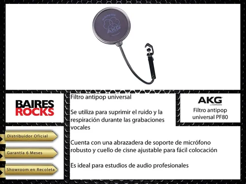 Akg Pop Filter Filtro Cuello Ganso Pf80 Paraviento Microfo