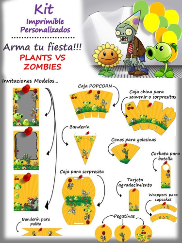 Kit Personalizado Plantas Vs Zombis Para Imprimir